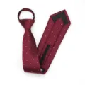 Corbata burdeos de lunares con cremallera para hombres y mujeres negocios formal moda. - 8cm Rojo Vino Espiga Puntos Blancos Cremallera