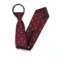 Corbata con cremallera burdeos con lunares blancos, corbata fácil para negocios y ocasiones formales. - 8cm Burdeos Círculo Concéntrico Cremallera