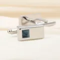 Boutons de manchette homme luxueux pierre bleue carre chemise d'affaires accessoires metal - Cristal Bleu Foncé Long
