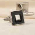 Boutons de manchette carrés classiques pour homme, accessoires de chemise élégants argent noir. - Nouveau Style d'Affaires