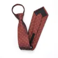 Corbata con cremallera de lunares rojo marrón para hombre estilo de boda formal elegante - 8cm Café Italiano Cremallera