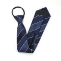 Corbata azul a rayas con cremallera para ropa formal de negocios, corbata delgada. - 8cm Corbata de Rayas Anchas Blanco Azul Marino