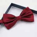 Exquisite wine red grid bow tie detail showing fine woven texture perfect for men formal suits. - Grid Jujube Red Bow Tie