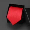 Red jacquard business necktie with black gift box packaging for formal wedding wear. - 8cm D-01 Manual