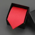 Classic red woven necktie in a sleek black gift box, perfect for business formal events. - 8cm D08 Zipper Without Box