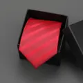 Red striped zipper necktie with black gift box for business formal wear wedding men women - 8cm D09 Zipper Without Box
