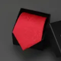 Classic red patterned necktie in luxury black gift box for business and wedding suits. - 8cm D-10 Rose Zipper