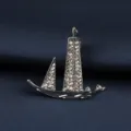 Broche Veleros Strass Plata Hombre Traje Solapa Pin Moda Cristal Insignia Joyería - Velero (Caja de Regalo) / Broche de Velero Plateado