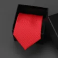 Elegant red plaid necktie presented in black gift box for business wedding suits detail. - 8cm D-15 Manual