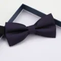 Closeup view of the purple patterned bow tie texture inside gift box detail presentation. - Purple Small Plaid Bow Tie
