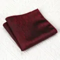 Bourgondische visgraat pochet voor heren, vintage pak zakdoek bruiloft accessoire. - Rouyunxian Wijnrood