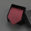 Burgundy necktie with black abstract lines in gift box, perfect for business formal wear. - 8cm Burgundy Meteor Zipper Without Box