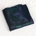 Heren pochet donkerblauw met groen vintage bloemen jacquard patroon voor formeel pak - Qimeng Donkergroen