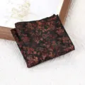 Retro bloemen patroon heren kostuum pochet formele bruiloft zakdoek zijde accessoire. - Egeïsche Golf Zwart Koffie Borstzakdoek