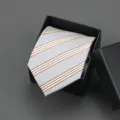 Elegant striped necktie for business suits, classic design in gift box for men and women. - 8cm L027 Zipper Without Box