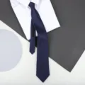 Dark blue textured business necktie for men, professional formalwear accessory for wedding or office. - 8cm Navy Small Grid Zipper