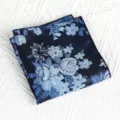 Heren blauw bloemen pochet vintage pak zakdoek stijlvolle borstzak accessoire voor mannen. - Qimeng Blauw Garen