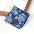 Retro bloemen mens pak pochette zijde zakdoek formele bruiloft accessoire donkerblauw - Fantasie Blauw Garen Borstzakdoek