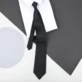 Black business tie with white dress shirt, classic solid color variant for men style. - 8cm Black Irregular Zipper