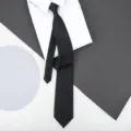 Black textured business necktie for men with white shirt collar flat lay photography style - 8cm Black Snowflake Zipper
