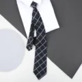 Classic men's plaid zipper necktie, business formal wear and daily office fashion accessory. - 8cm Business Black Plaid Zipper