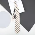 Striped zipper tie for men and women, elegant business formal necktie with easy wear design. - 8cm Champagne Stripe Zipper