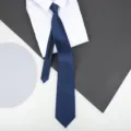 Blue zipper tie with white shirt, business formal wear, easy lazy necktie for work. - 8cm Navy Blue Solid Zipper Necktie