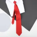Red zipper necktie for men and women, pre-tied formal business wedding tie with white shirt. - 8cm Red Solid Zipper Necktie