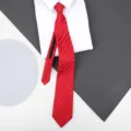 Red striped zipper tie for men and women, business formal wedding wear variant style. - A023 Zipper