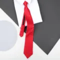 Red paisley zipper tie pre-tied necktie with white shirt collar for men business wedding formal wear. - D05 Zipper