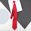 Red striped zippered necktie for men and women, business formal wedding wear accessory. - D18 Zipper