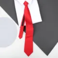 Red zipper necktie for men and women, pre-tied formal business wedding solid tie. - Bright Red Glossy Zipper