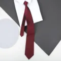 Red striped zipper tie for men and women, easy-to-wear wedding groom business formal necktie. - Burgundy Meteor Zipper