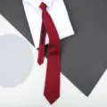 Red zipper tie for men women formal business wedding wear solid color convenient necktie. - New Burgundy Fine Stripe Zipper