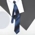 Blue plaid zipper necktie for men business formal wear pre-tied lazy tie matching shirt - 8cm New 027 Zipper