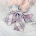 JK Japanese style plaid bow tie detail shot, cute sailor uniform collar ribbon accessory. - Glass Candy Plaid