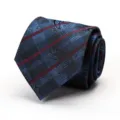 Cravatta elegante in seta da uomo con motivo cachemire e righe rosse per affari formali. - Cravatta Fatta A Mano Motivo Totem / Blu