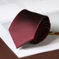 Elegant red and black striped necktie for men business formal wear, classic design detail shot. - Fashion Classic Hand-Tied / 8cm / Burgundy