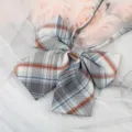 Japanese style plaid bow tie ribbon collar accessory for JK uniform, shirt and sailor suits. - Blue Orange Brown Plaid