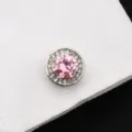 Boutons de manchette ronds en cristal rose gros plan élégants strass argentés pour hommes - Cristal Rond Rose