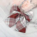 JK Japanese style red blue plaid bow tie collar ribbon student shirt uniform accessory - JK020 Goldfish Princess Bowtie