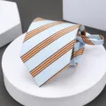 Blue striped men's necktie detail, elegant formal business neckwear for wedding and office work. - L018 Zipper Necktie