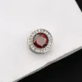 Boutons de manchette homme ronds classiques pierre rouge cristal argent chemise detail - Cristal Rouge Prospère