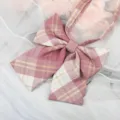 Japanese JK uniform plaid bow tie collar accessory for school shirts and sailor suits elegant. - JK030 Dark Pink Plaid Bowtie
