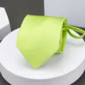 Men's bright green solid color pre-tied zipper necktie for business and formal work. - Apple Green Zipper Necktie