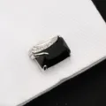 Boutons de manchette élégants noirs pour chemise française avec cristaux et monture métal. - Rock Noir
