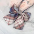 JK Japanese plaid bow tie collar accessory, sweet school style ribbon for cute sailor shirts. - Blue Red White Brown Plaid