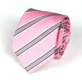 Pink striped business necktie for men, elegant formal wear accessory with classic diagonal pattern. - Pink Pattern