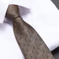 Brown polka dot men's tie business formal suit detail view showcasing fine texture - 8cm Champagne Polka Dot Zipper