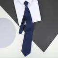 Classic men's zipper necktie in dark blue with subtle pattern, perfect for business formal wear. - 8cm Wave White Dot Zipper